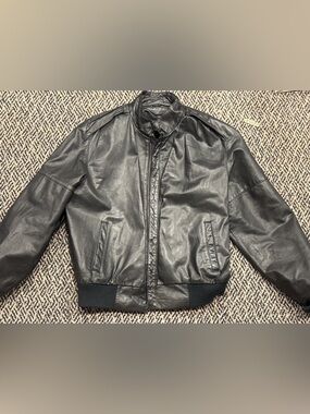 Vintage ' Black Leather Bomber Jacket